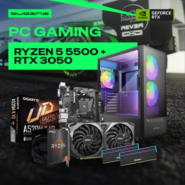 PC Gamer Ryzen 5 5500 + RTX 3050 | 16GB RAM | SSD 512GB