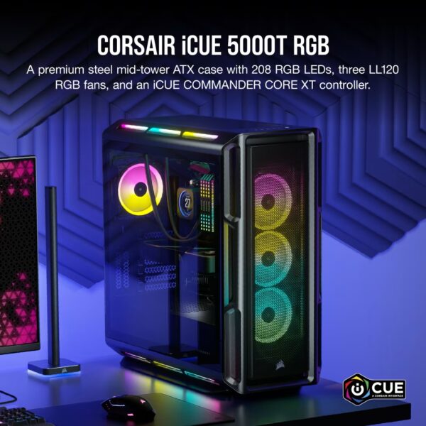Corsair iCUE 5000T RGB - Black (CC-9011230-WW) (Exhibicion) - Imagen 3