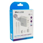 Cargador Philco Carga Rapida 65W USB-A USB-C Enchuche 220/110